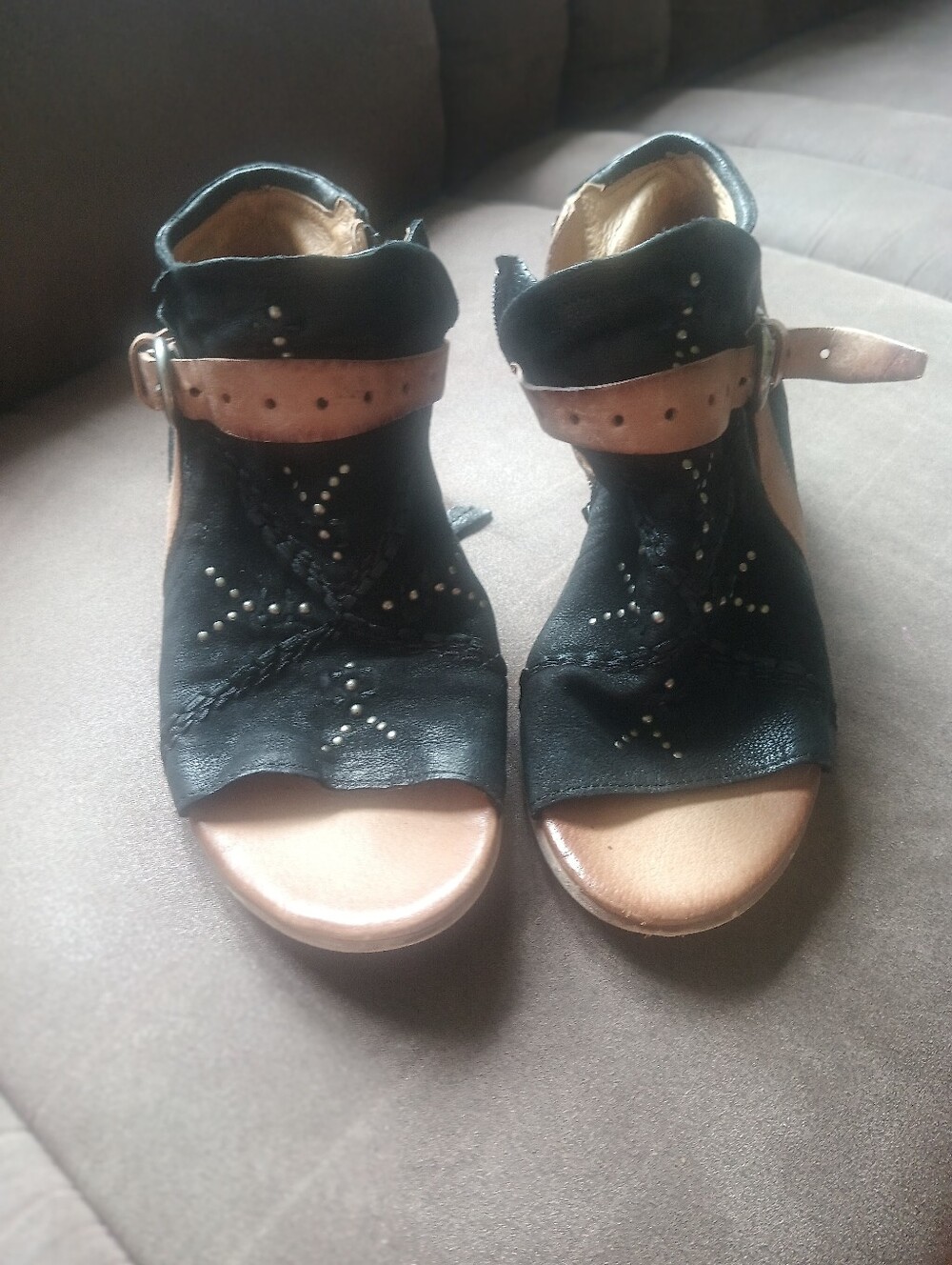 Miz Mooz Black And Tan Leather Shootie